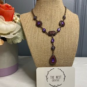 Vintage & Pink Purple Chandelier Necklace